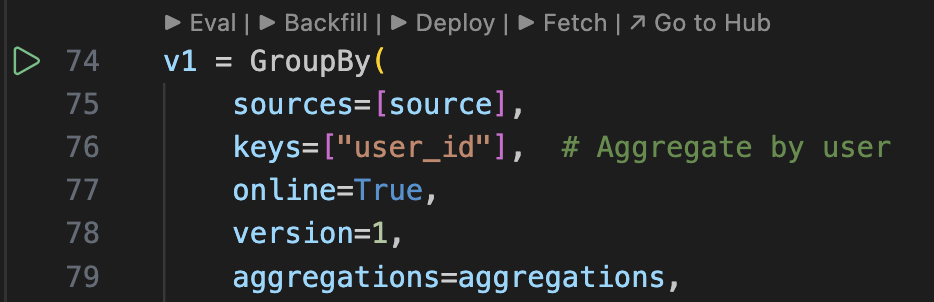 Zipline VS Code extension buttons